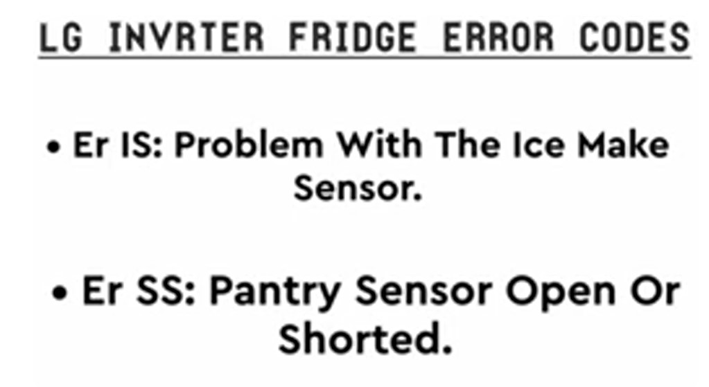 راهنمای پیغام ها و کد خطای یخچال و فریزر ال جی ارور SS